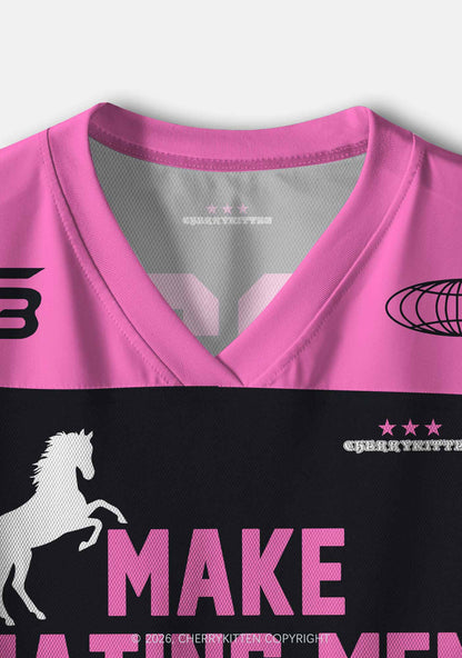 Make Hating Men Great Again Y2K Crop Sport Jersey Shirts Cherrykitten
