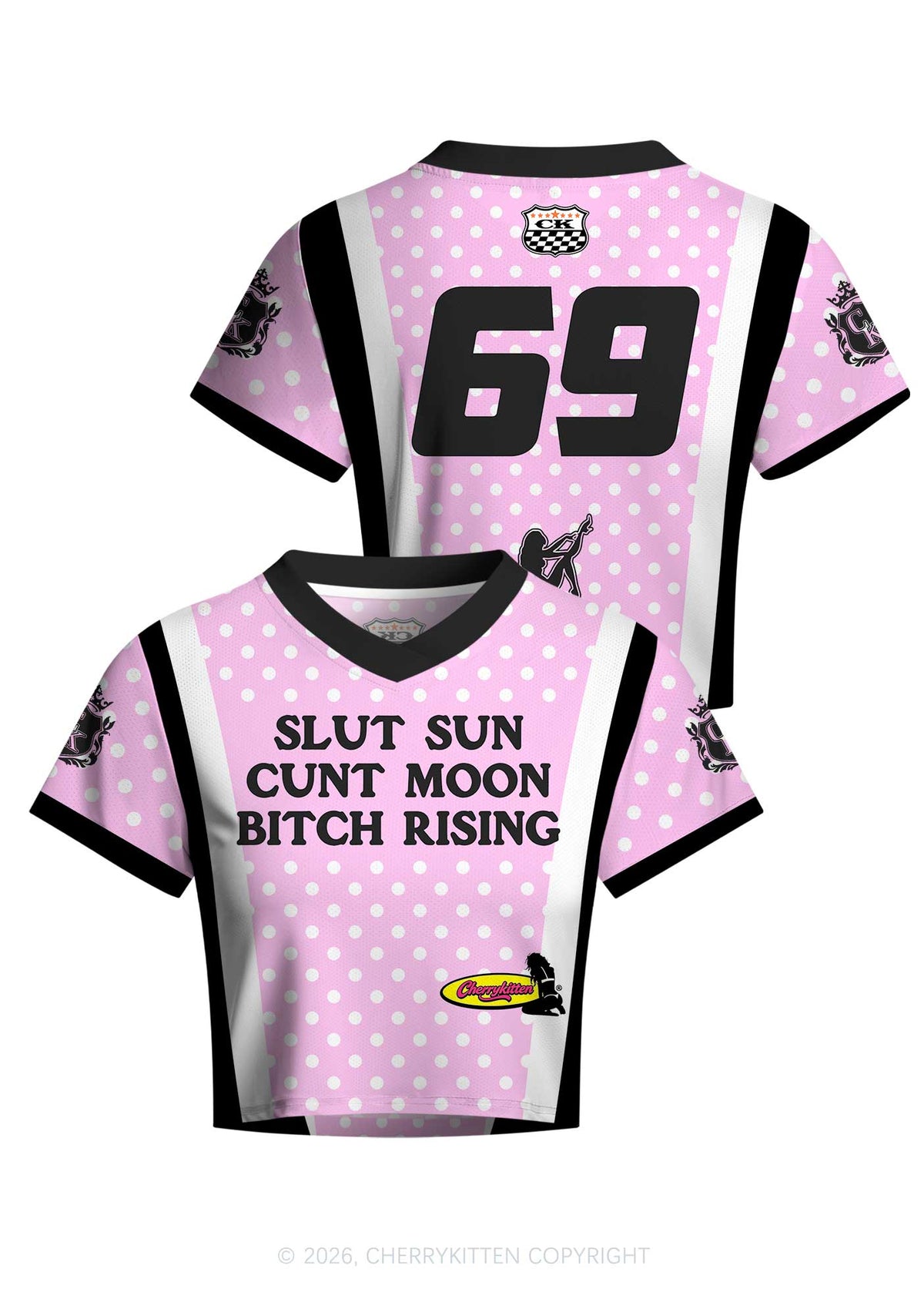 Slxt Sun Cxxt Moon Bxtch Rising Y2K Crop Football Jersey Shirts Cherrykitten