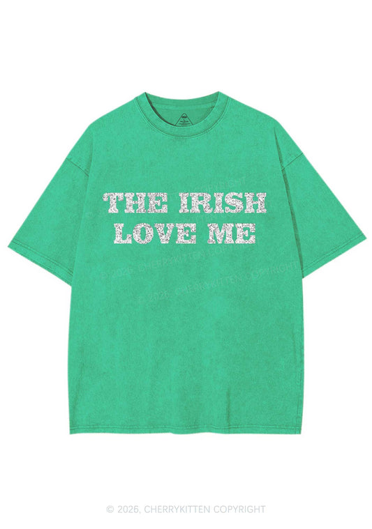 Glitter The Irish Love Me St Patricks Y2K Shirts Washed Tee Cherrykitten