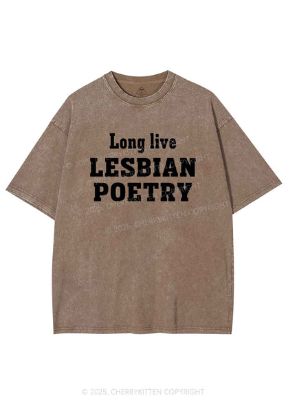 Lesbian Poetry Pride Y2K Shirts Washed Tee Cherrykitten