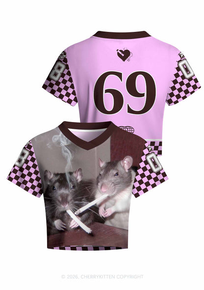Smoking Rats Y2K Crop Football Jersey Shirts Cherrykitten