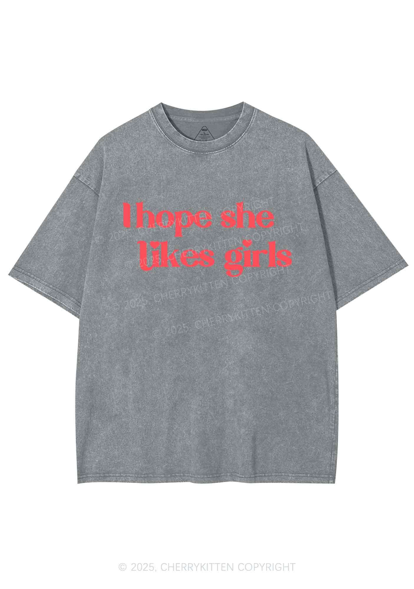 I Hope She Likes Girls Y2K Shirts Washed Tee Cherrykitten