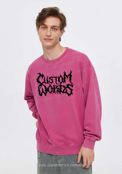 Custom Text Punk Font Y2K Washed Sweatshirts Cherrykitten