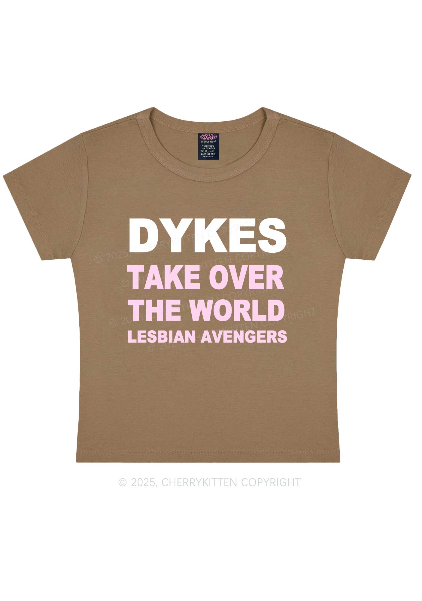 Dyke Take Over The World Y2K Baby Tee Cherrykitten