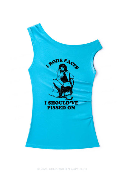 I Rode Faces Y2K Off Shoulder Tank Top Cherrykitten
