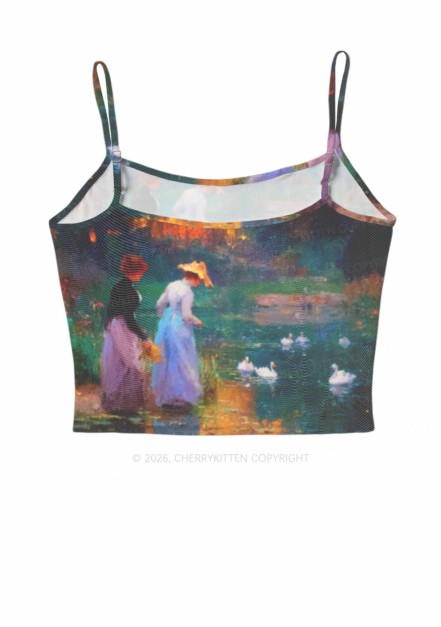 Sunset Pond Swans Pride Y2K Mesh Cami Tank Cherrykitten