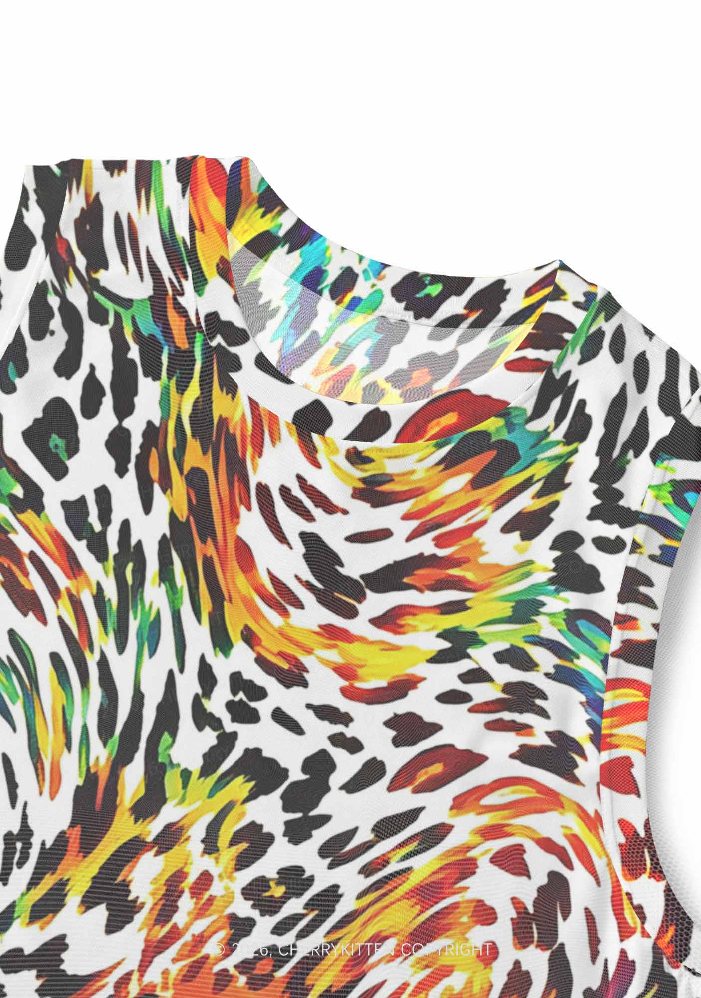 Rainbow Leopard Pride Y2K Mesh Muscle Tank Cherrykitten