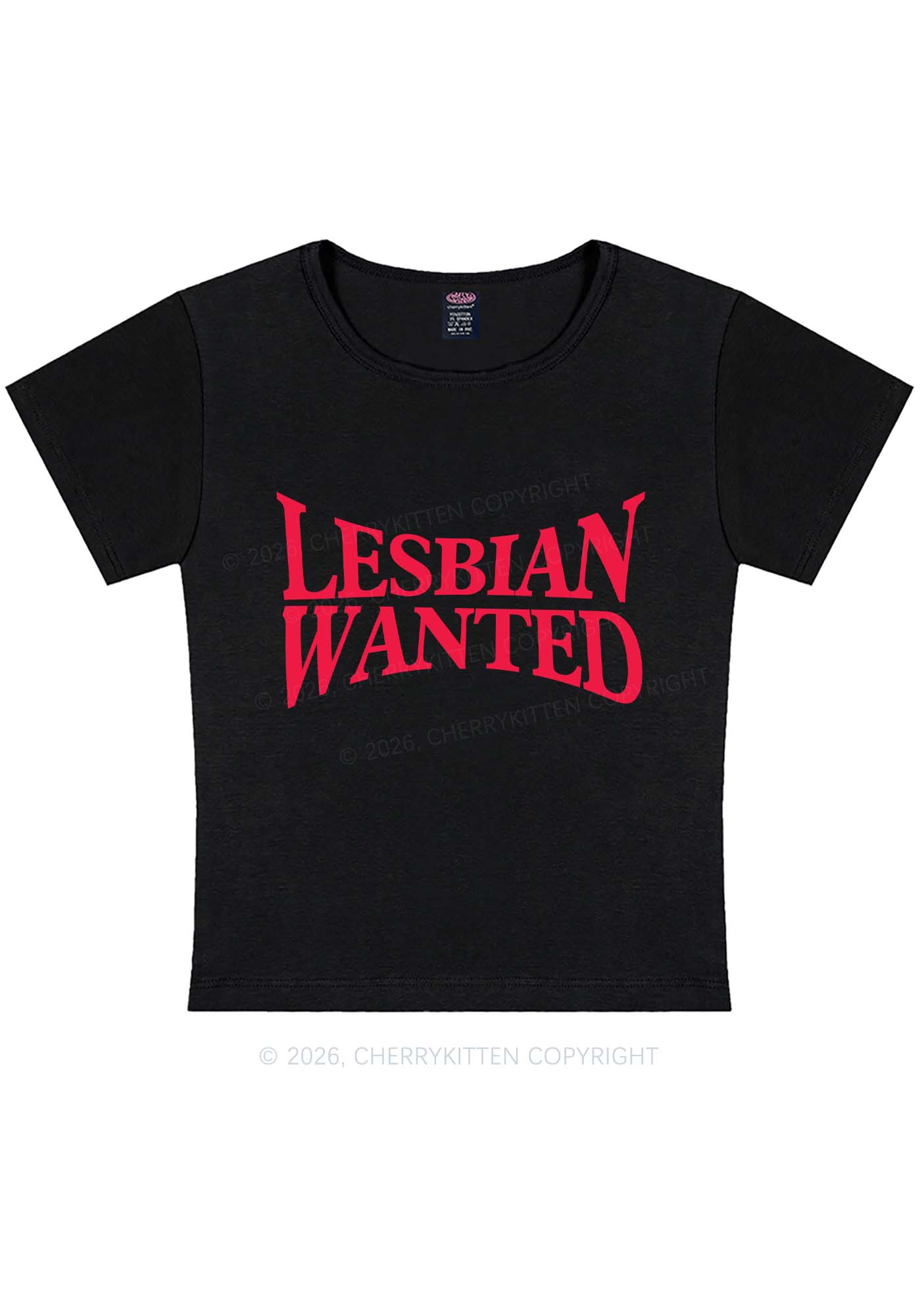 Lesbian Wanted Pride Y2K Baby Tee Cherrykitten