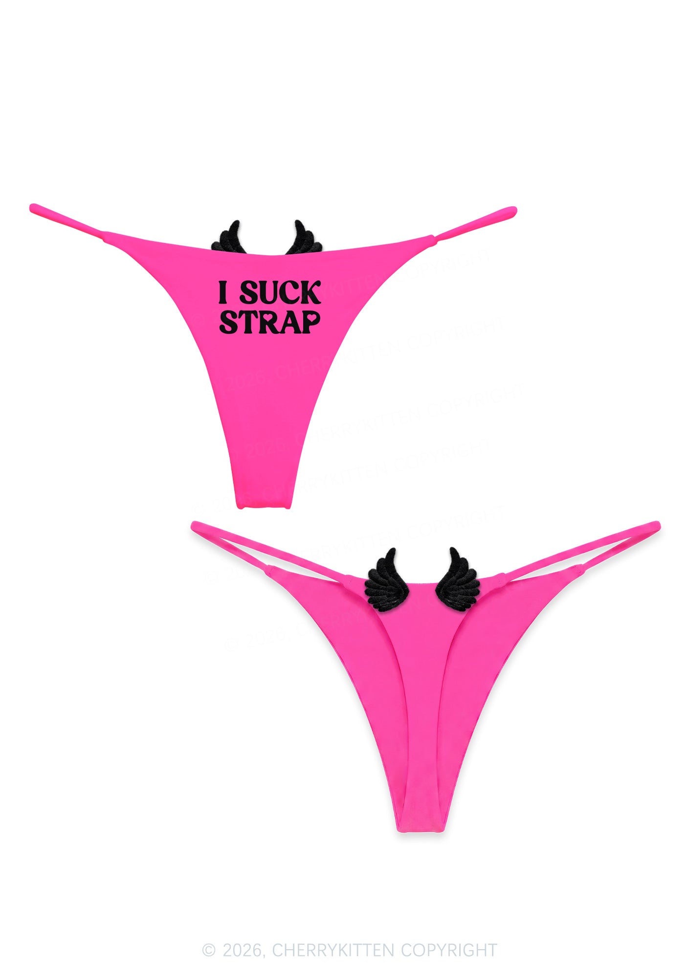 I Sxxk Strap Y2K Goth Angel Wings Bikini String Thong Cherrykitten