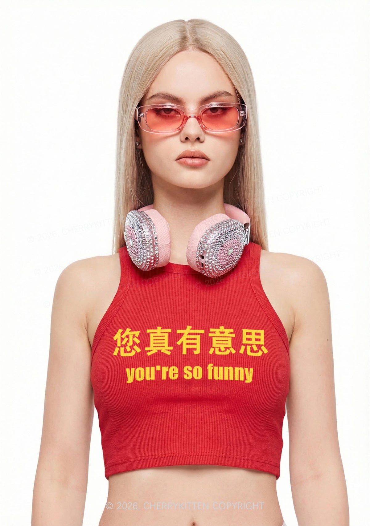 You Are So Funny Y2K Crop Tank Top Cherrykitten