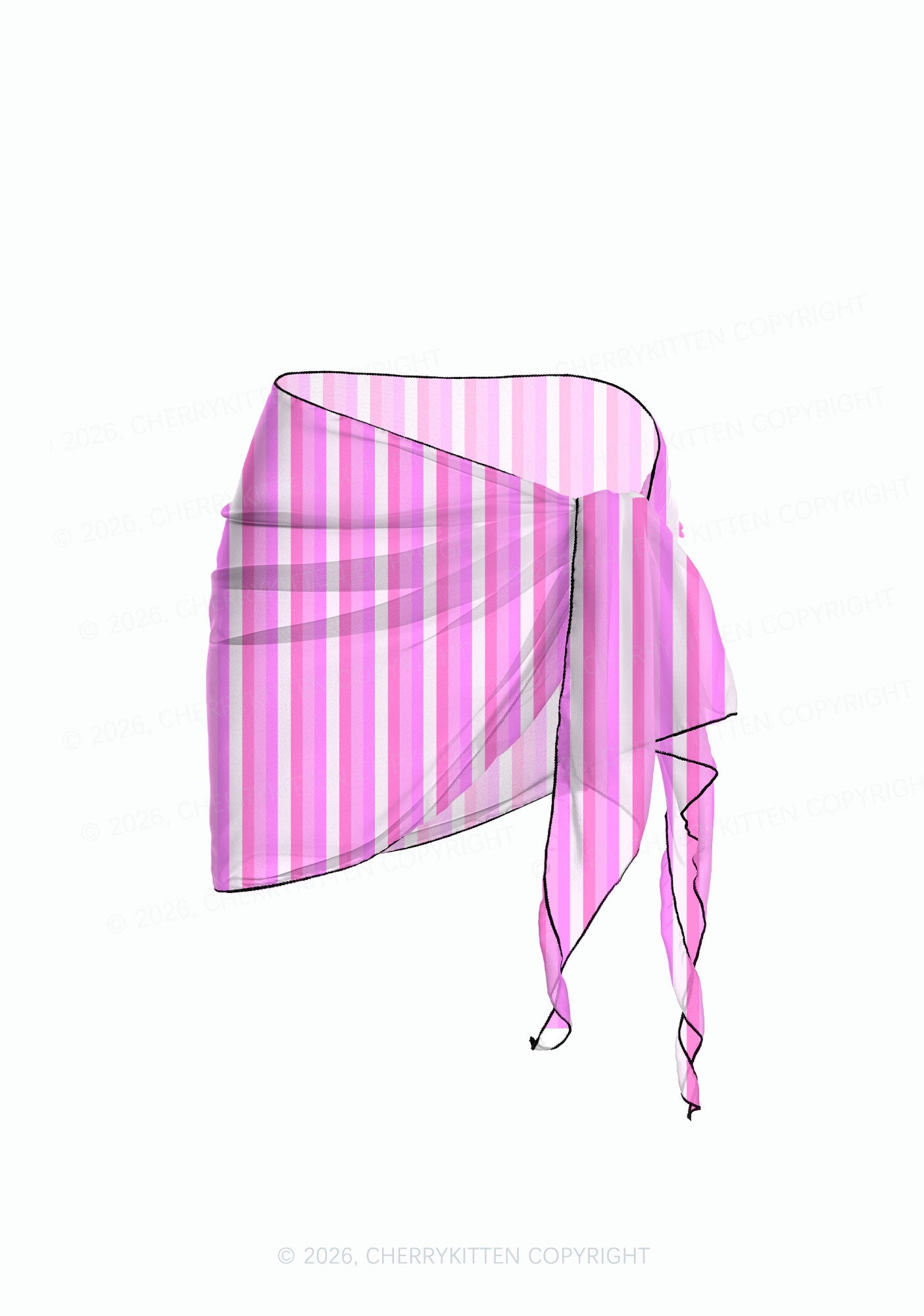 Pink Vertical Stripe Y2K Print Bikini Set Cherrykitten