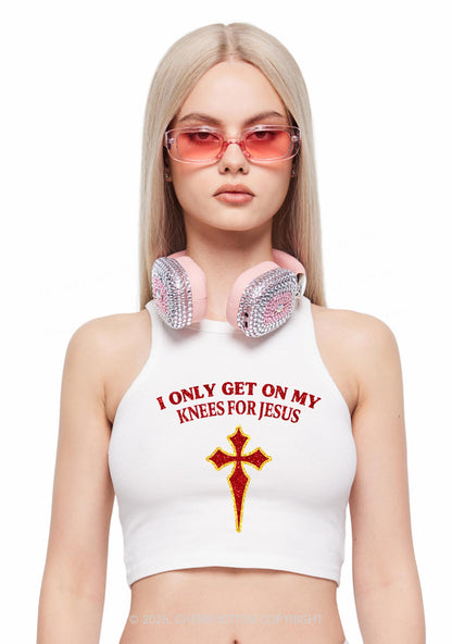 Glitter Get On My Knees For Jesus Y2K Crop Tank Top Cherrykitten