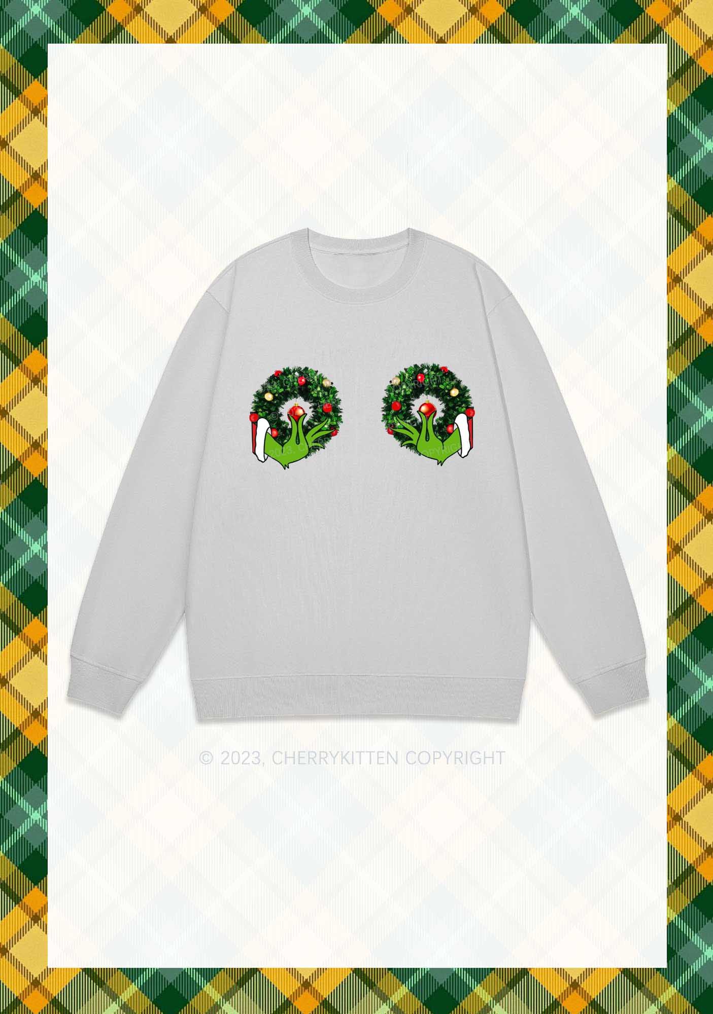 Christmas Wreath Y2K Sweatshirt Cherrykitten