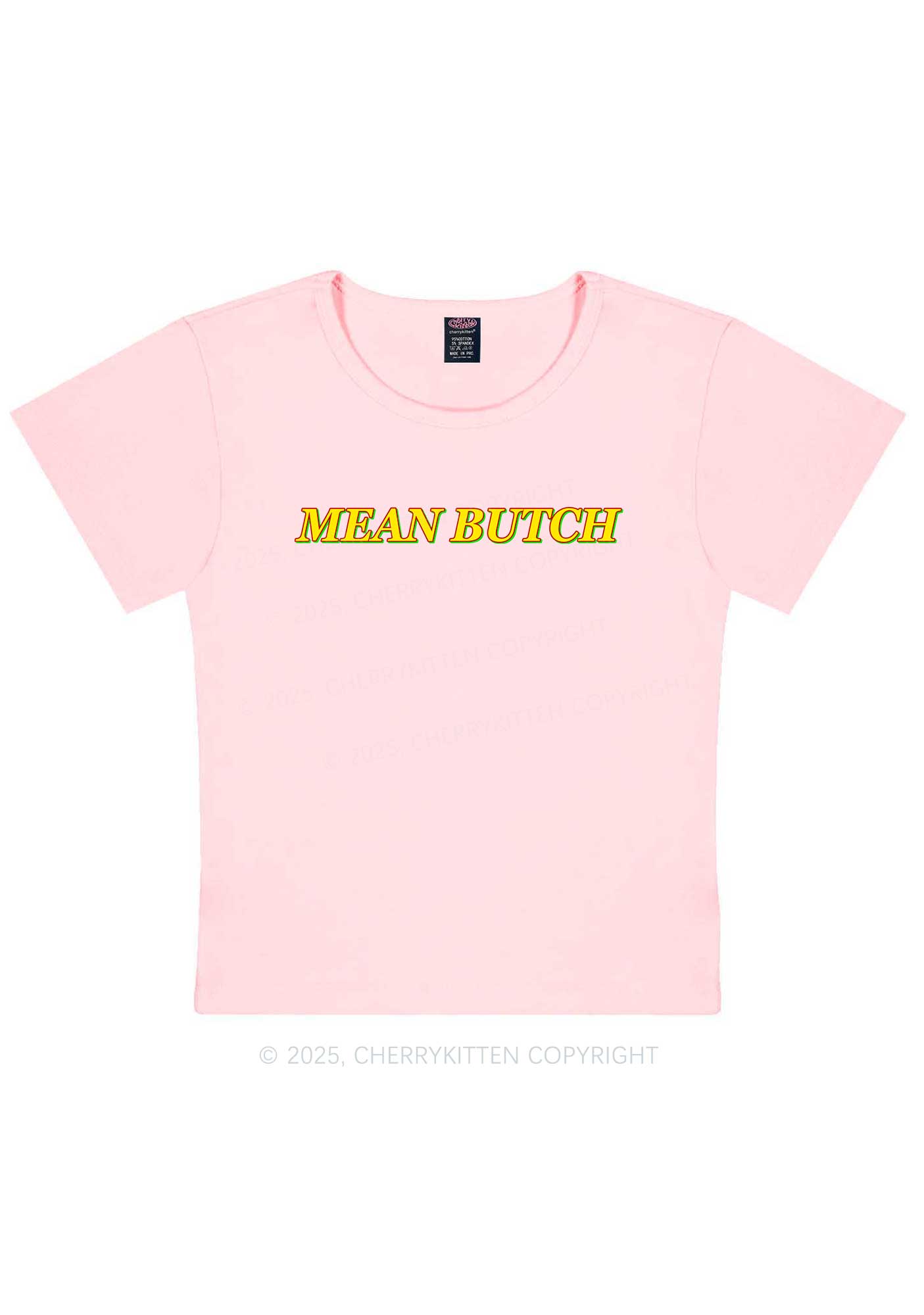 Mean Butch Pride Y2K Baby Tee Cherrykitten