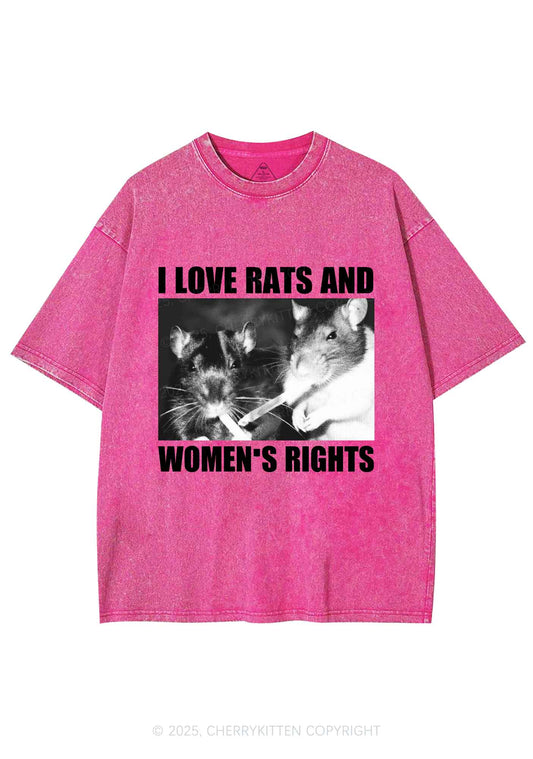 I Love Smoking Rats Y2K Shirts Washed Tee Cherrykitten