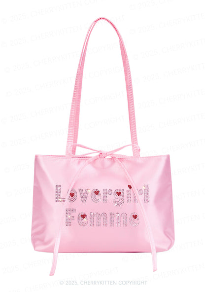 Rhinestone Lovergirl Femme Pride Y2K Satin Bags Cherrykitten
