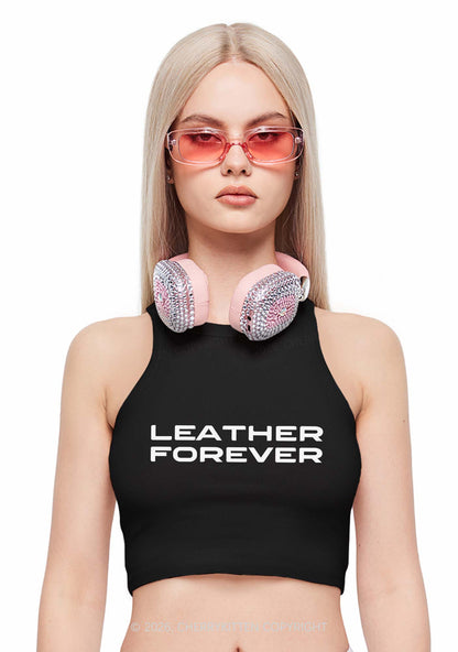 Leather Forever Y2K Crop Tank Top Cherrykitten