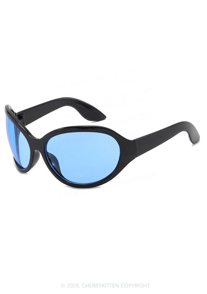 Y2K Large Framed Curved Sunglasses Cherrykitten