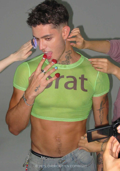 Brat Summer Y2K Mesh Crop Top Cherrykitten