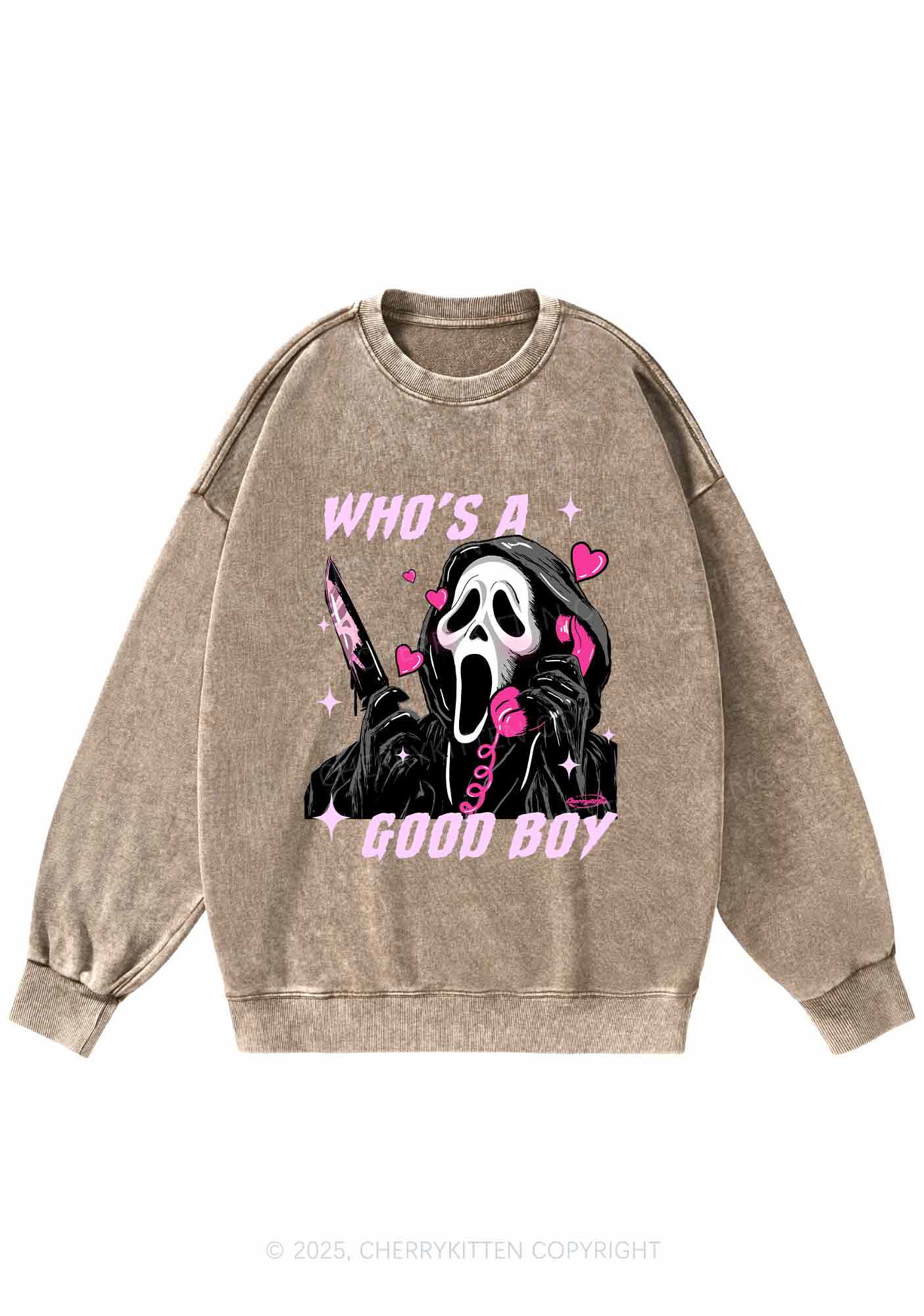 Halloween Ghost Good Boy Y2K Washed Sweatshirts Cherrykitten