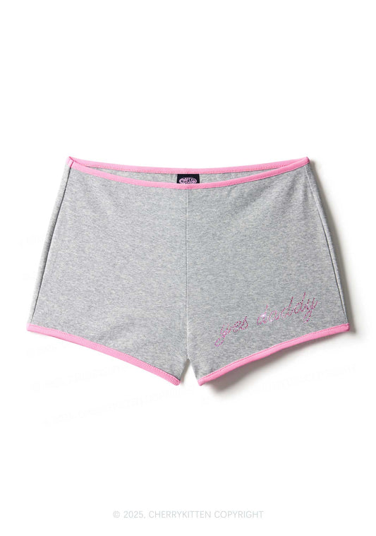 Rhinestone Pink Yes Daddy Y2K Booty Shorts Cherrykitten