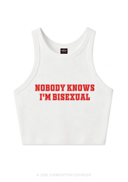 Nobody Knows Im Bisexual Pride Y2K Crop Tank Top Cherrykitten