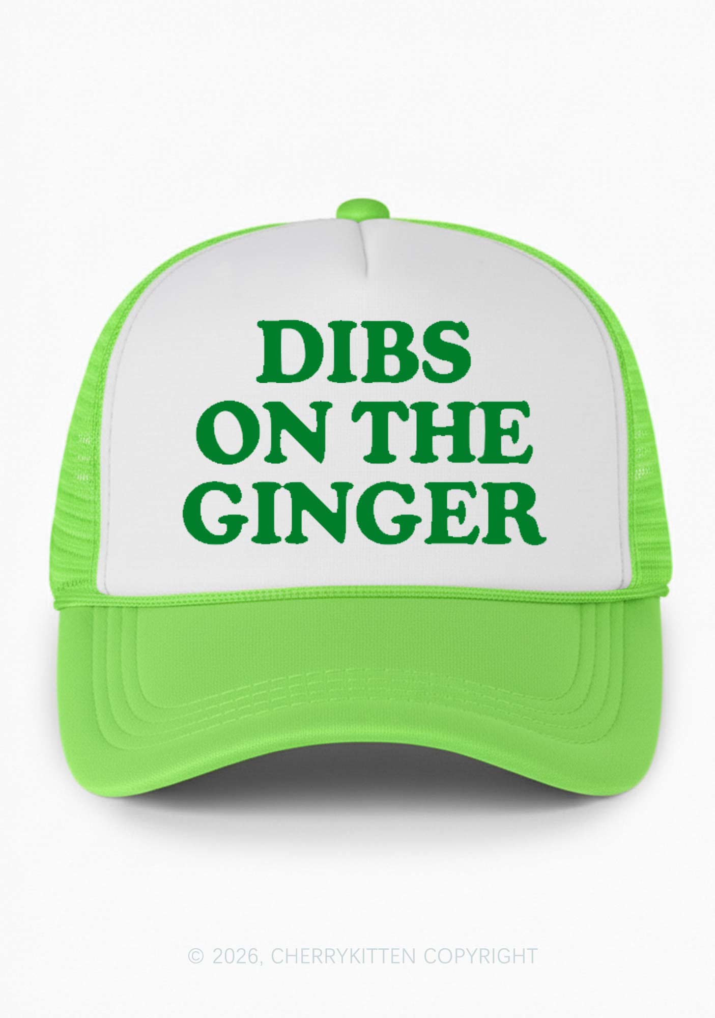 Dibs On The Ginger St Patricks Y2K Colorblock Trucker Hat Cherrykitten