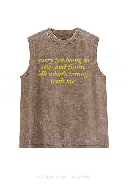 Sorry For Being So Funny Y2K Washed Tank Cherrykitten