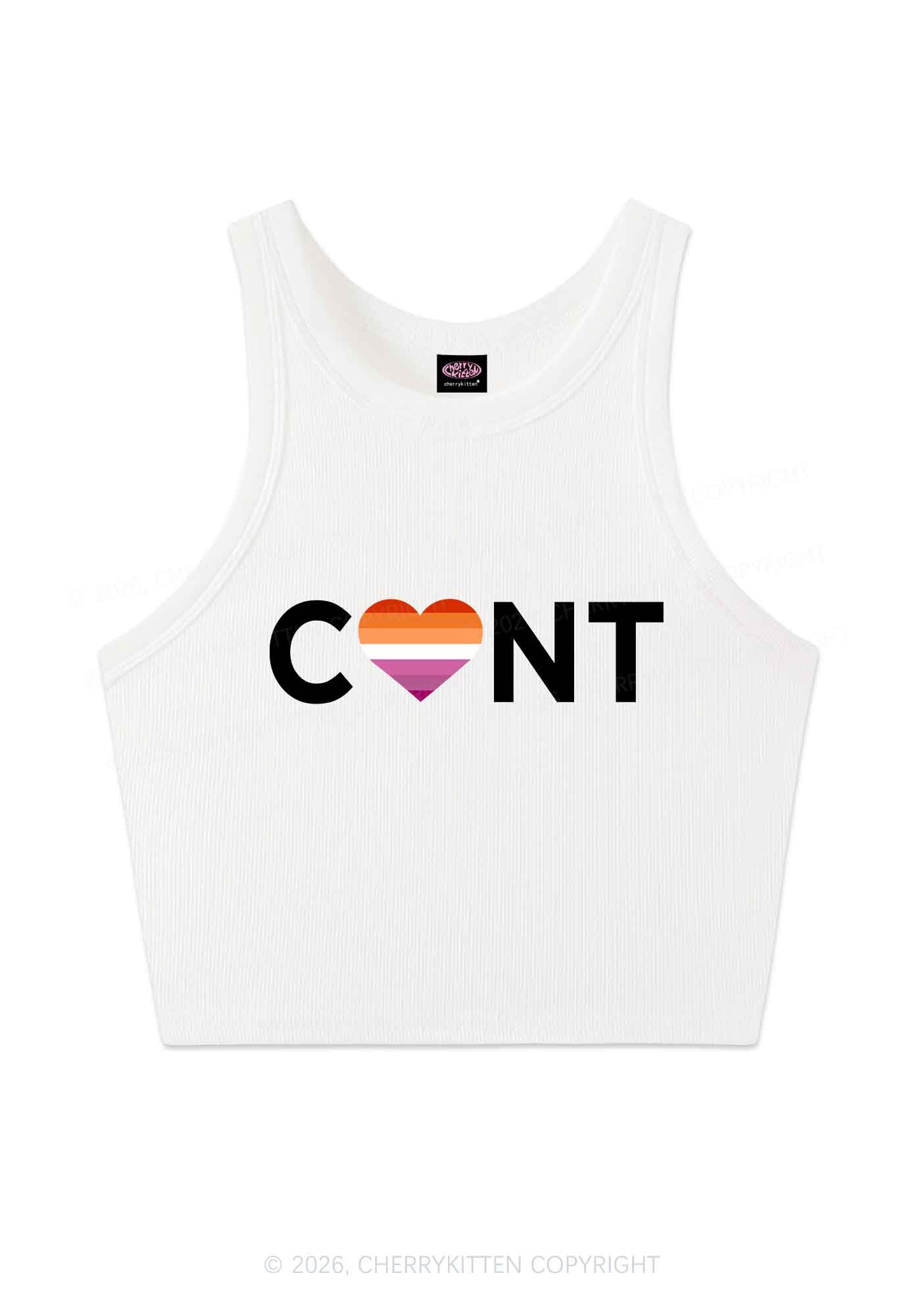 Lesbian Heart Cxxt Pride Y2K Crop Tank Top Cherrykitten
