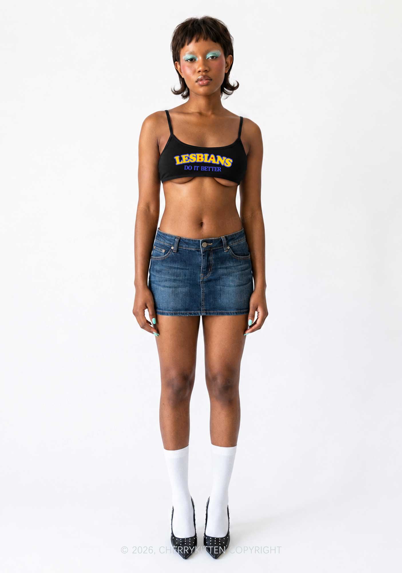 Lesbians Do It Better Pride Y2K Super Crop Cami Cherrykitten