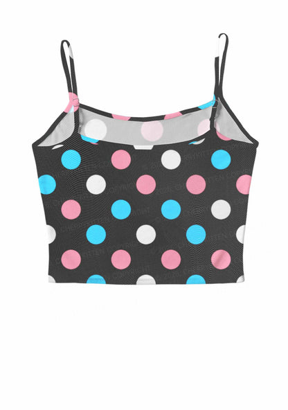 Trans Dots On Black Pride Y2K Mesh Cami Tank Cherrykitten