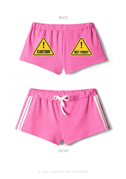 Caution Wet Puxxy Y2K Drawstring Mini Shorts Cherrykitten