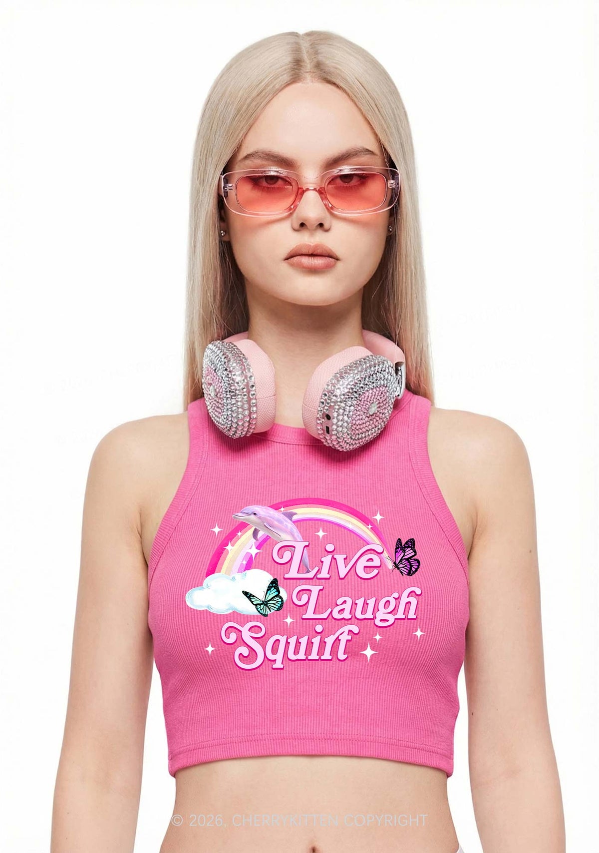 Live Laugh Squirt Y2K Crop Tank Top Cherrykitten