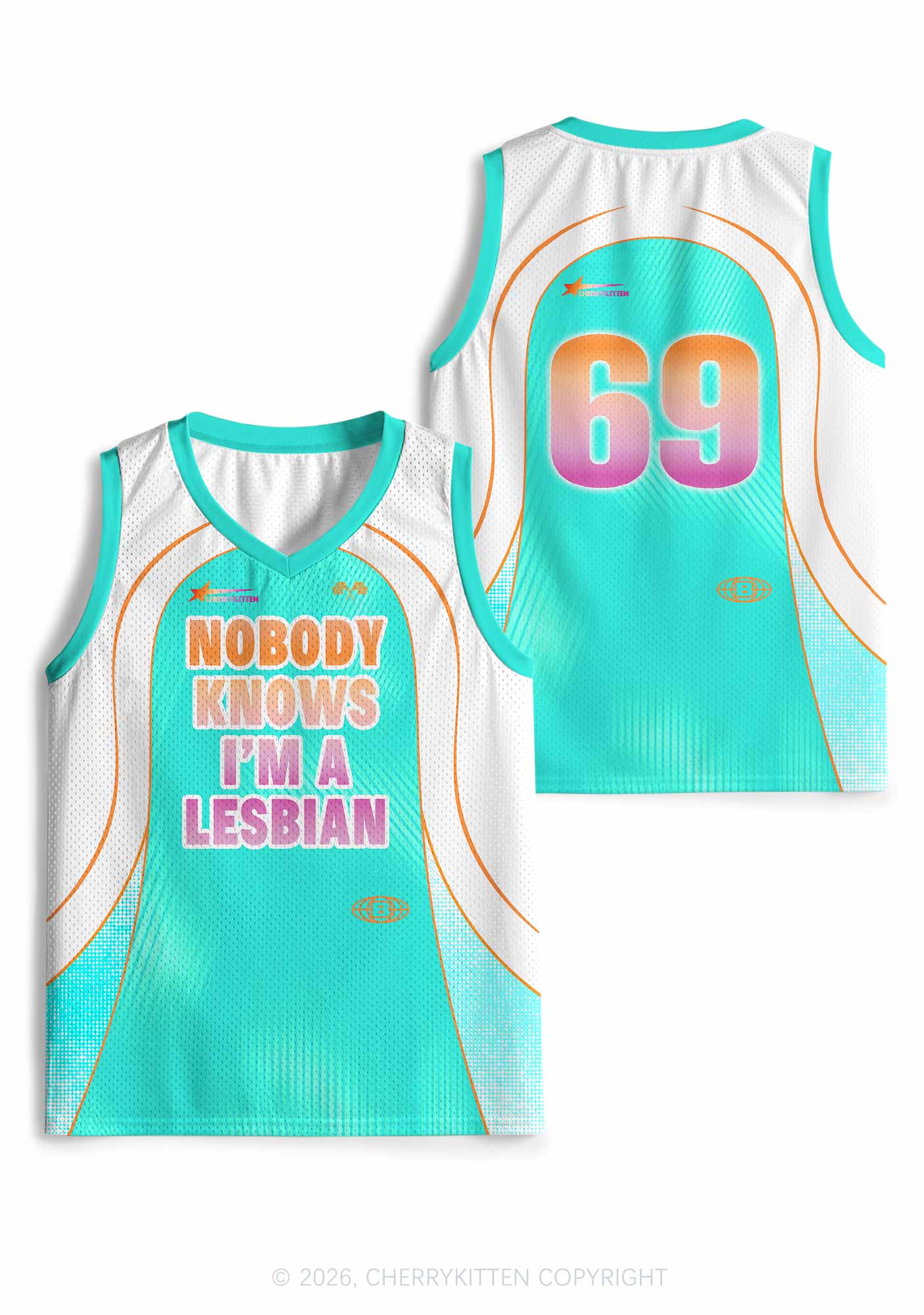 Nobody Knows Im Lesbian Pride Y2K Sport Jersey Tank Cherrykitten