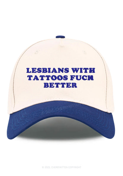 Embroidered Lesbians With Tattoos Pride Y2K Color Block Baseball Cap Cherrykitten