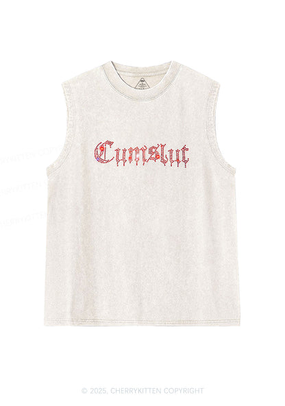 Rhinestone Cxmslxt Y2K Washed Muscle Tank Cherrykitten