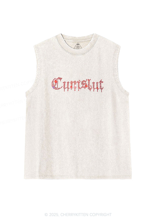 Rhinestone Cxmslxt Y2K Washed Muscle Tank Cherrykitten
