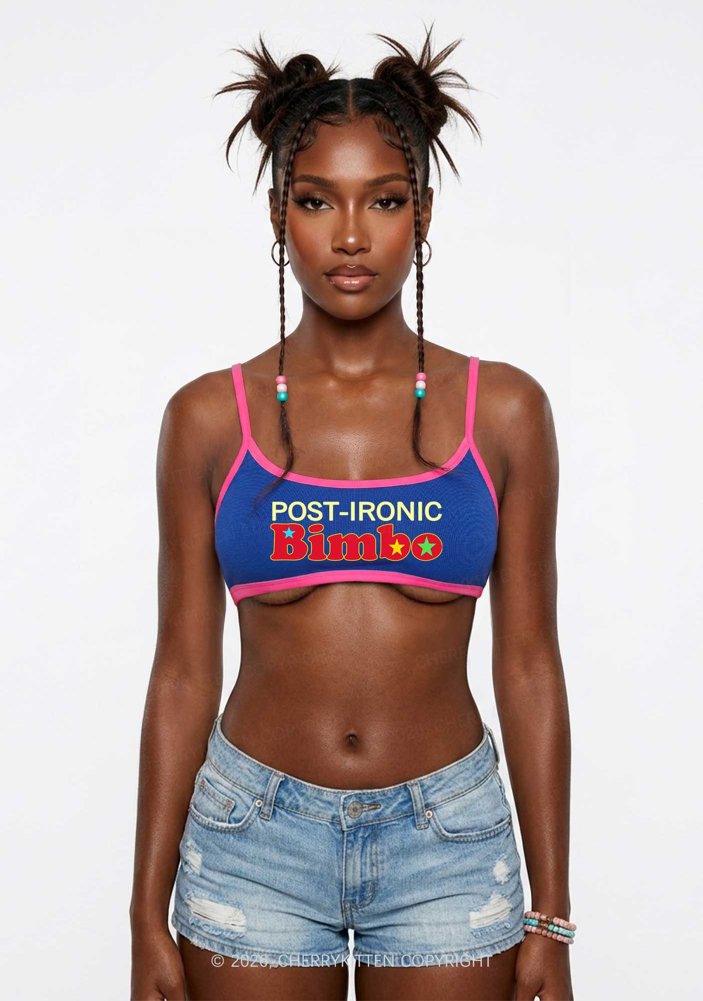 Post Ironic Bimbo Y2K Super Crop Cami Cherrykitten