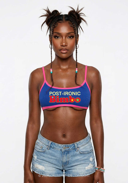 Post Ironic Bimbo Y2K Super Crop Cami Cherrykitten