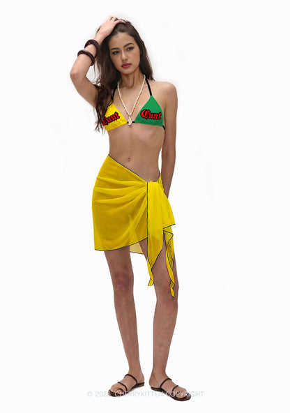 Gothic Red Cxxt Y2K Print Bikini Set Cherrykitten