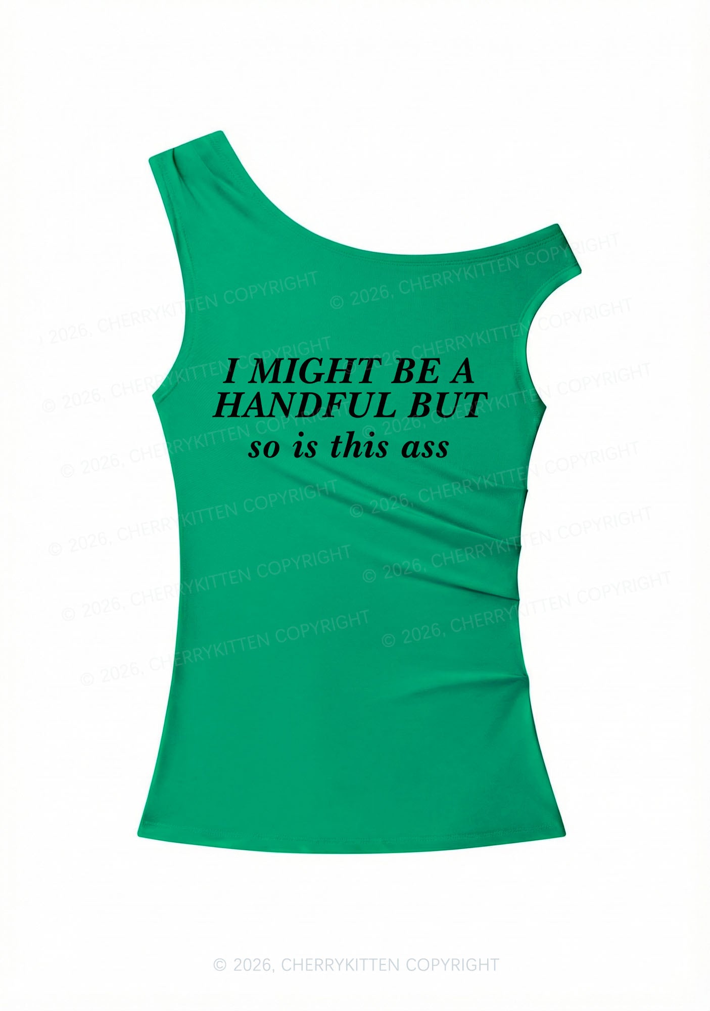 I Might Be Handful Y2K Off Shoulder Tank Top Cherrykitten