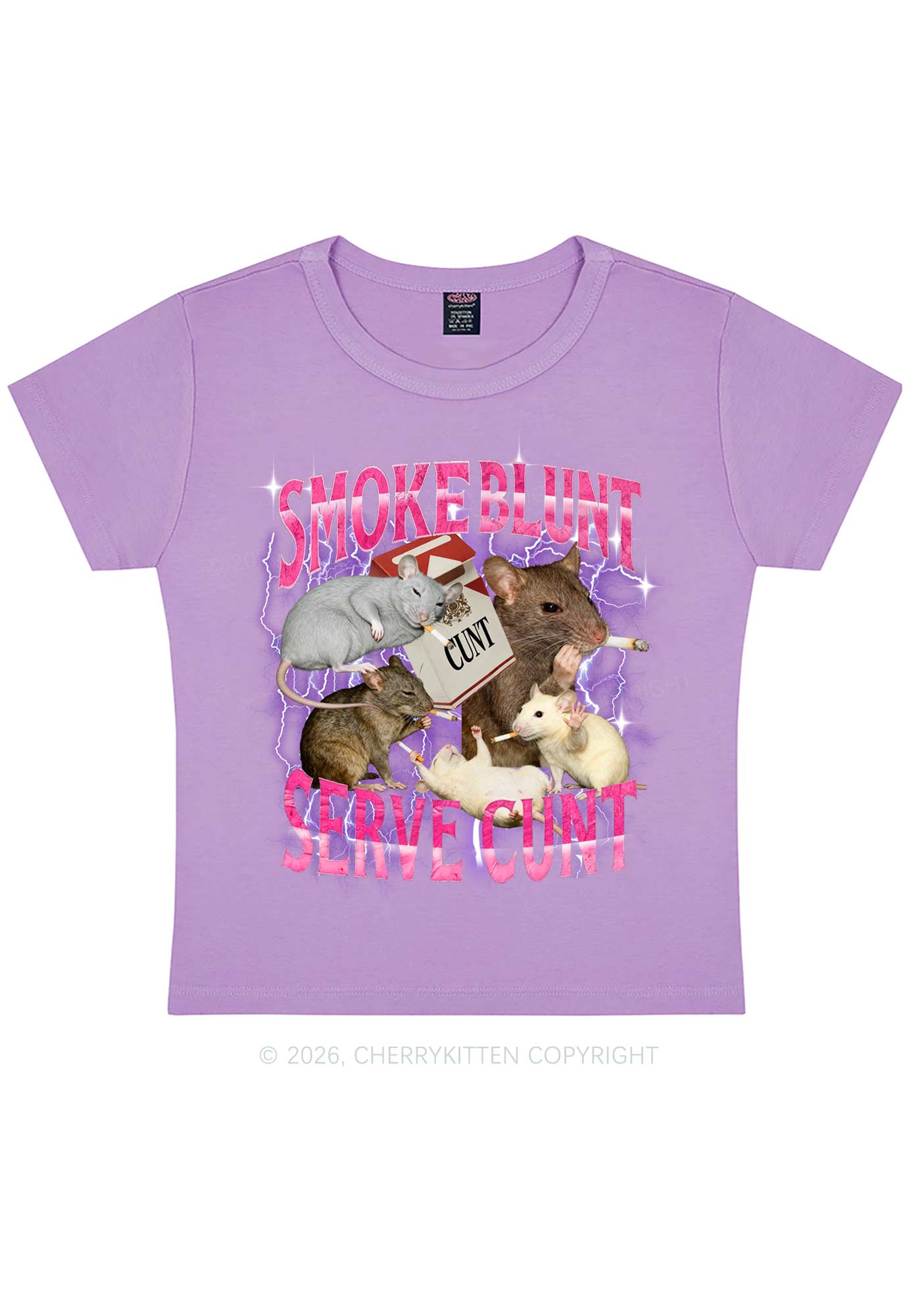 Smoke Blunt Rats Y2K Baby Tee Cherrykitten