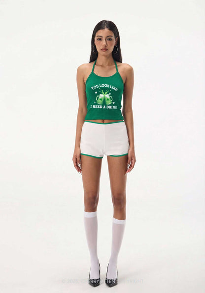 I Need A Drink St Patricks Y2K Halter Neck Cami Cherrykitten