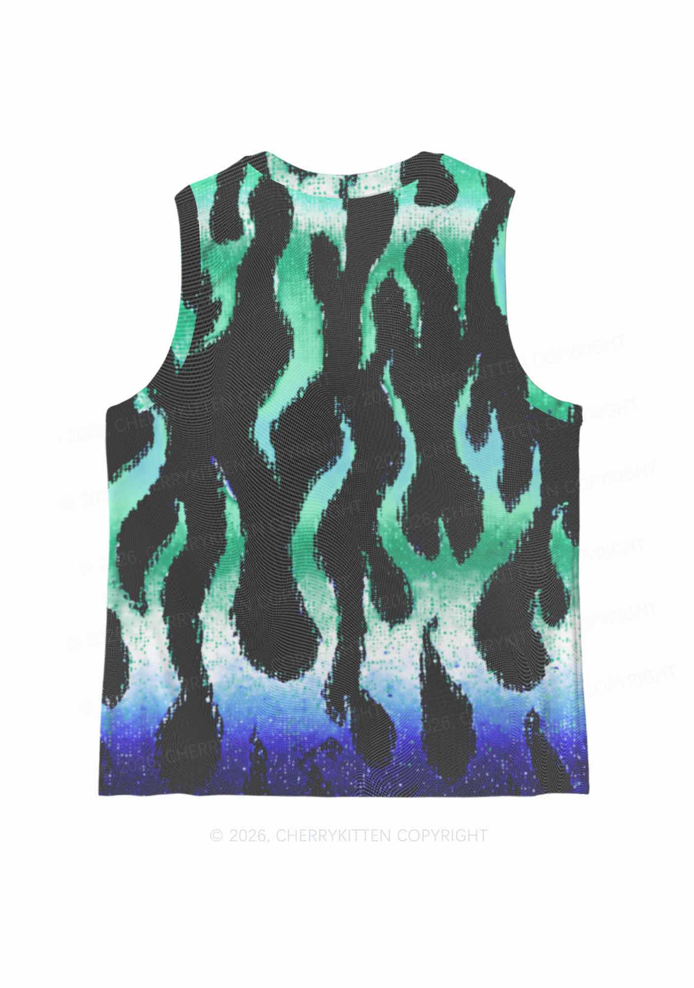 Gay Flame Pride Y2K Mesh Muscle Tank Cherrykitten