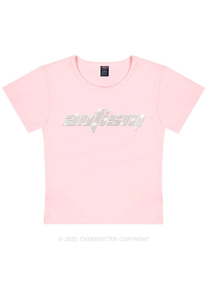 Rhinestone Autism Y2K Baby Tee Cherrykitten