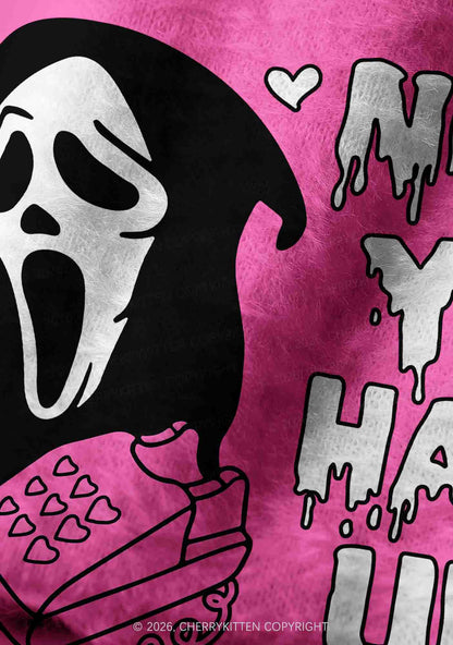 Halloween No You Hang Up Y2K Print Knit Beanie Cherrykitten