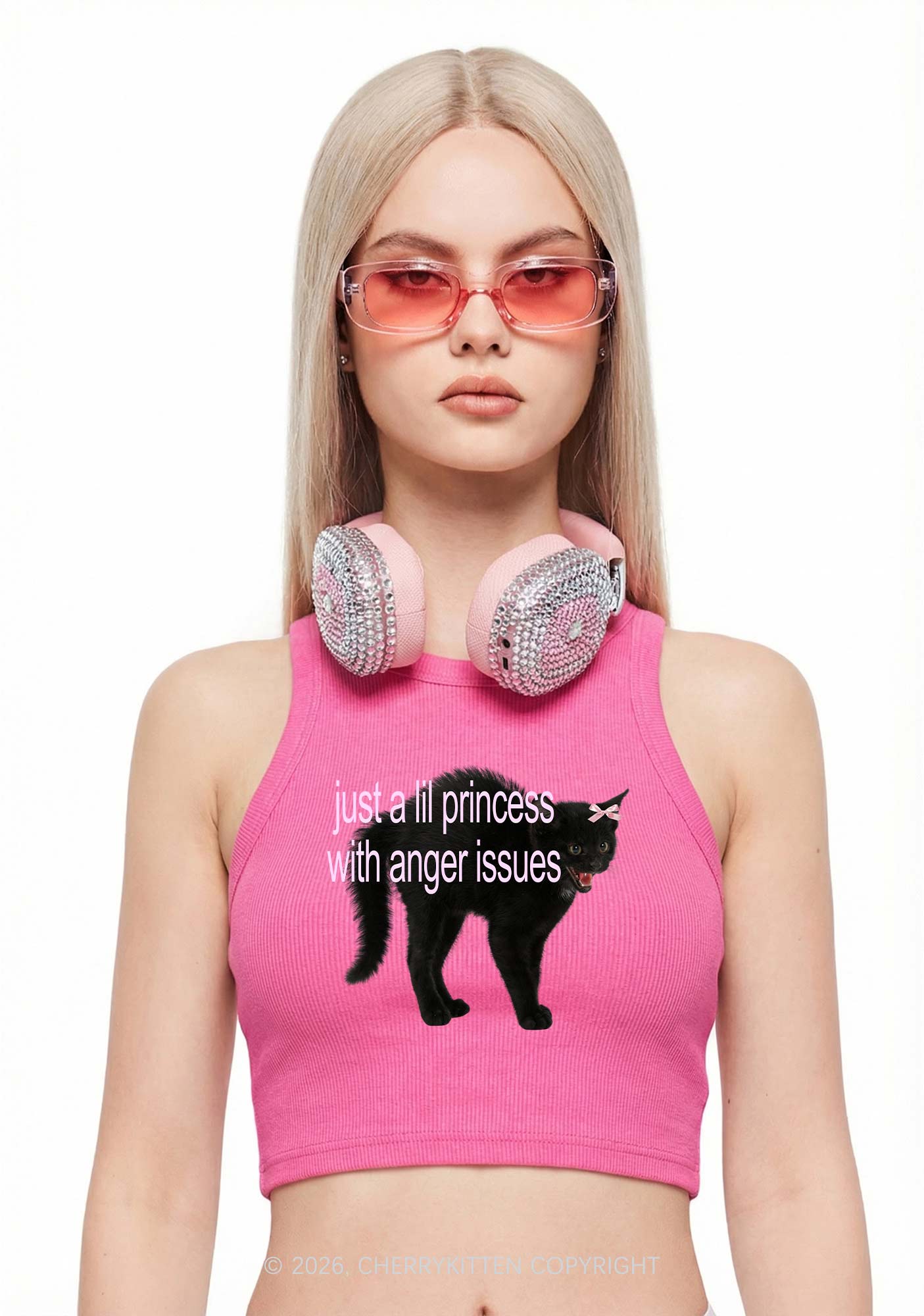 Just A Lil Princess Y2K Crop Tank Top Cherrykitten