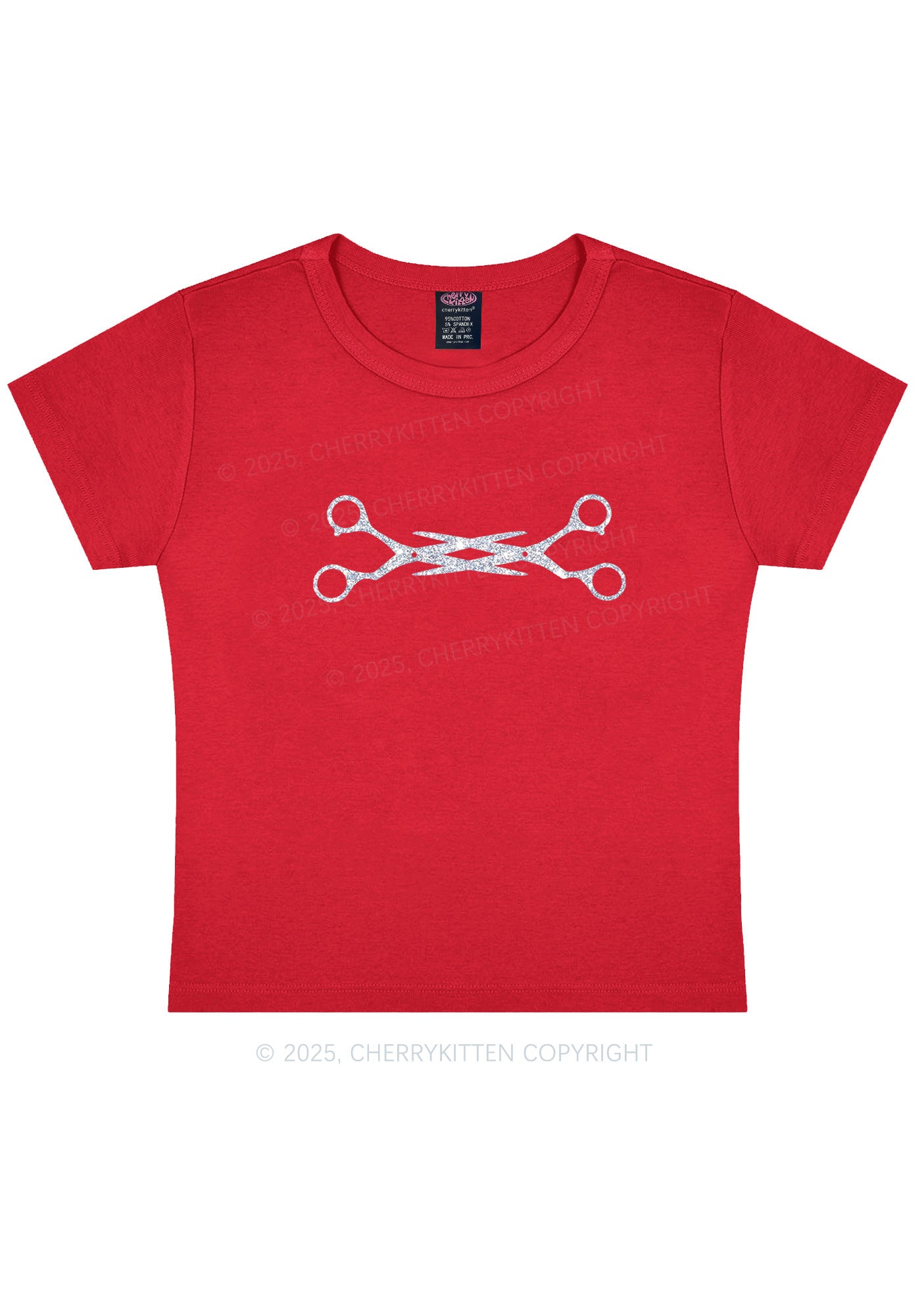 Glitter Pink Scissor Pride Y2K Baby Tee Cherrykitten