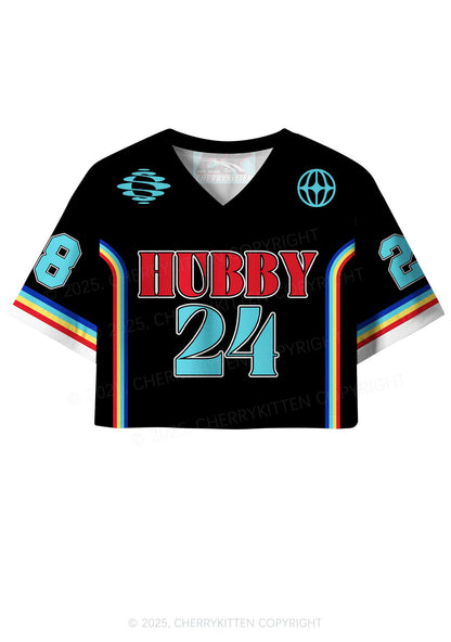 Custom Black Hubby Valentine's Day Y2K Crop Sport Jersey Shirts Cherrykitten