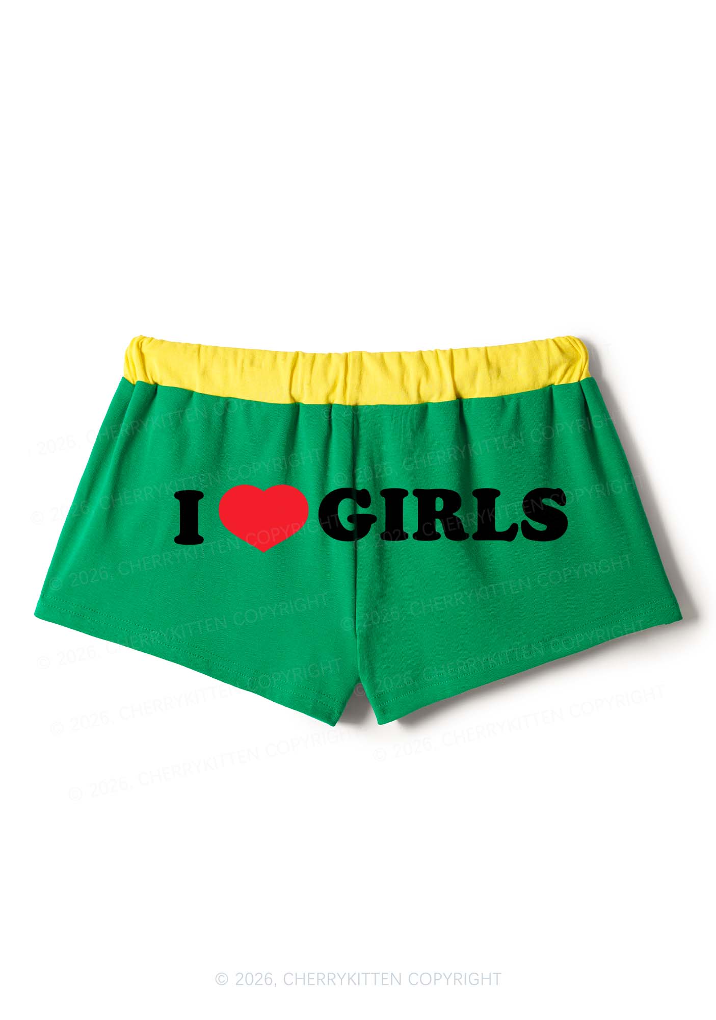 I Love Girls Pride Y2K Drawstring Mini Shorts Cherrykitten